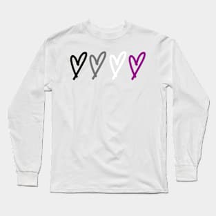 asexual flag hearts Long Sleeve T-Shirt